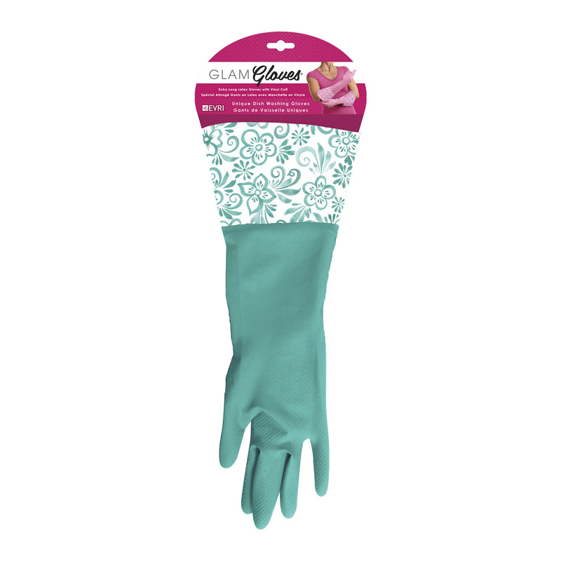 EVRIHOLDER PRODUCTS INC, Evri Glam-Gloves Latex Cleaning Gloves One Size Fits All Teal 1 pair