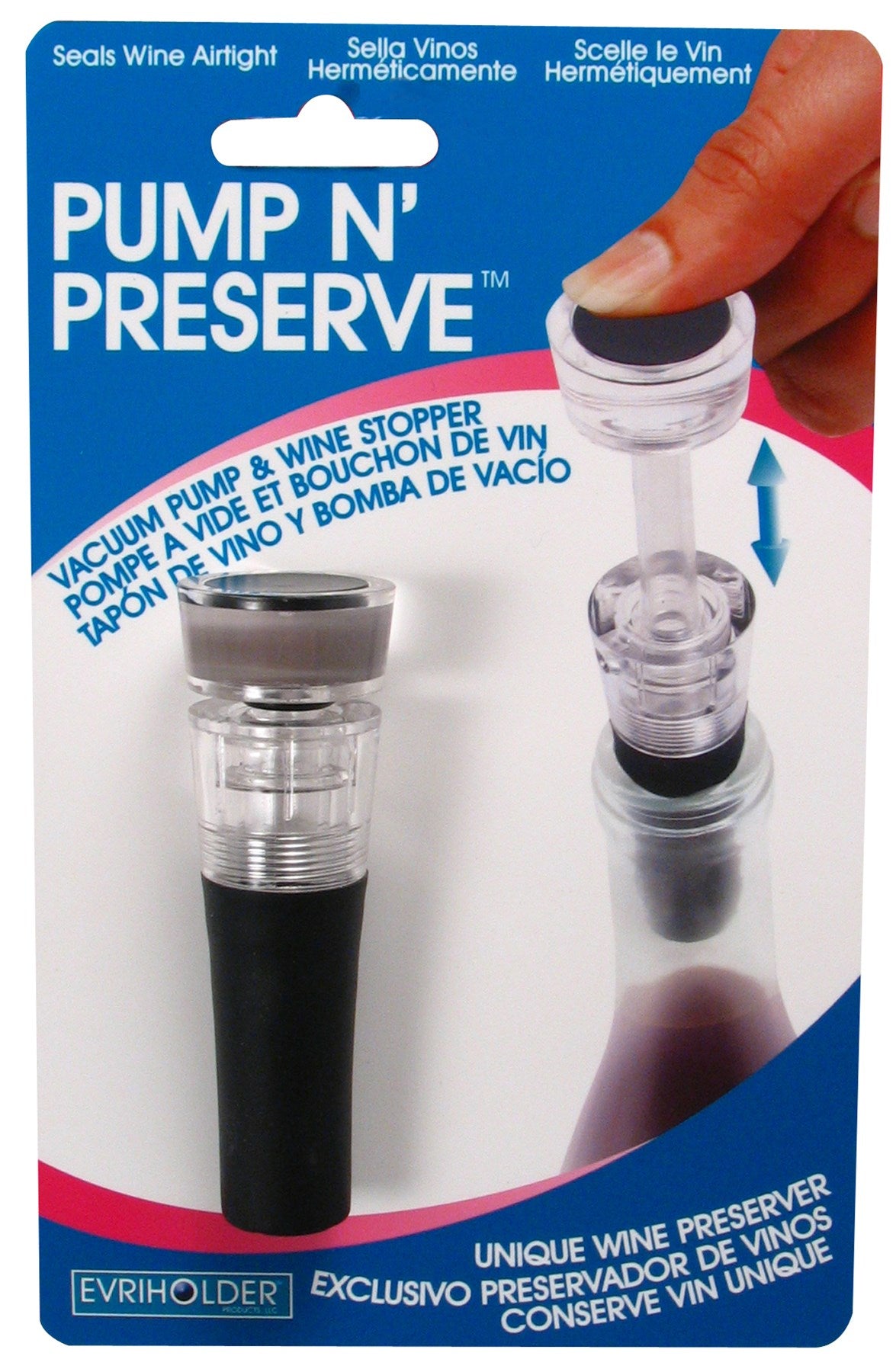 EVRIHOLDER PRODUCTS INC, Evri WPR Pump N' Serve Black Acrylic Bottle Stopper