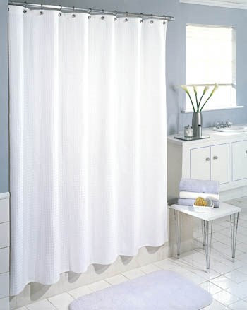 Excell, Excell 1CB-40O-2009100 White Waffle Weave Fabric Shower Curtain