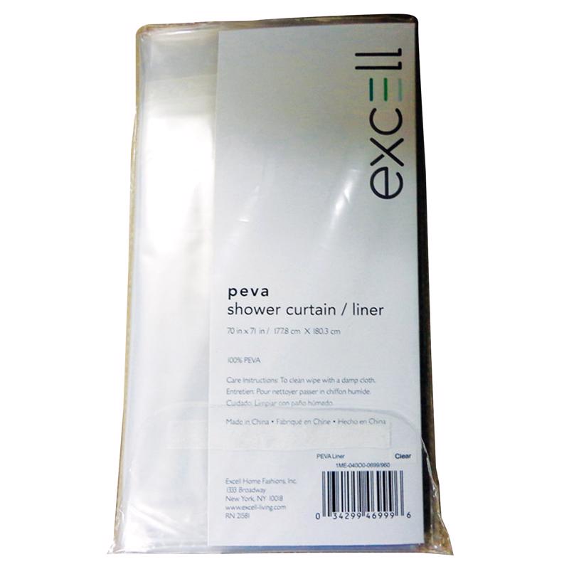 Excell, Excell 1Me-40O-699-960 70 X 71 Clear Deluxe Vinyl Shower Curtain Liner  (Pack Of 12)