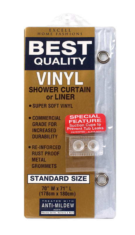 MILBERG FACTORS INC, Excell 70 in. H X 71 in. W Clear Solid Shower Curtain Liner Vinyl