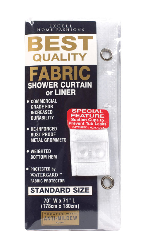 MILBERG FACTORS INC, Excell 70 in.   H X 71 in.   W White Solid Shower Curtain Polyester