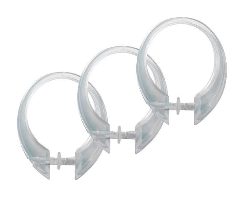 MILBERG FACTORS INC, Excell Deluxe Button-Up Clear Plastic Shower Curtain Rings 12 pk