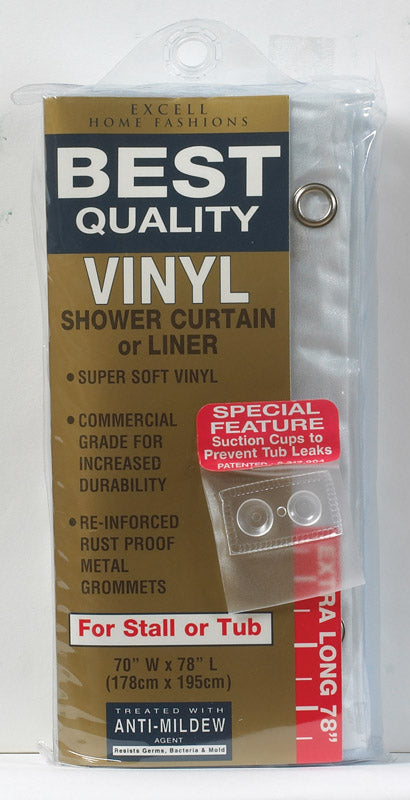 MILBERG FACTORS INC, Excell Frosty Super Soft Vinyl Commercial Grade Heavy Duty Shower Curtain or Liner 78 L x 70 H in.