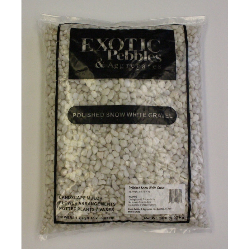 Exotic Pebbles & Aggregates, Exotic Pebbles & Aggregates Sw20-0510 20 Lbs Polished White Gravel