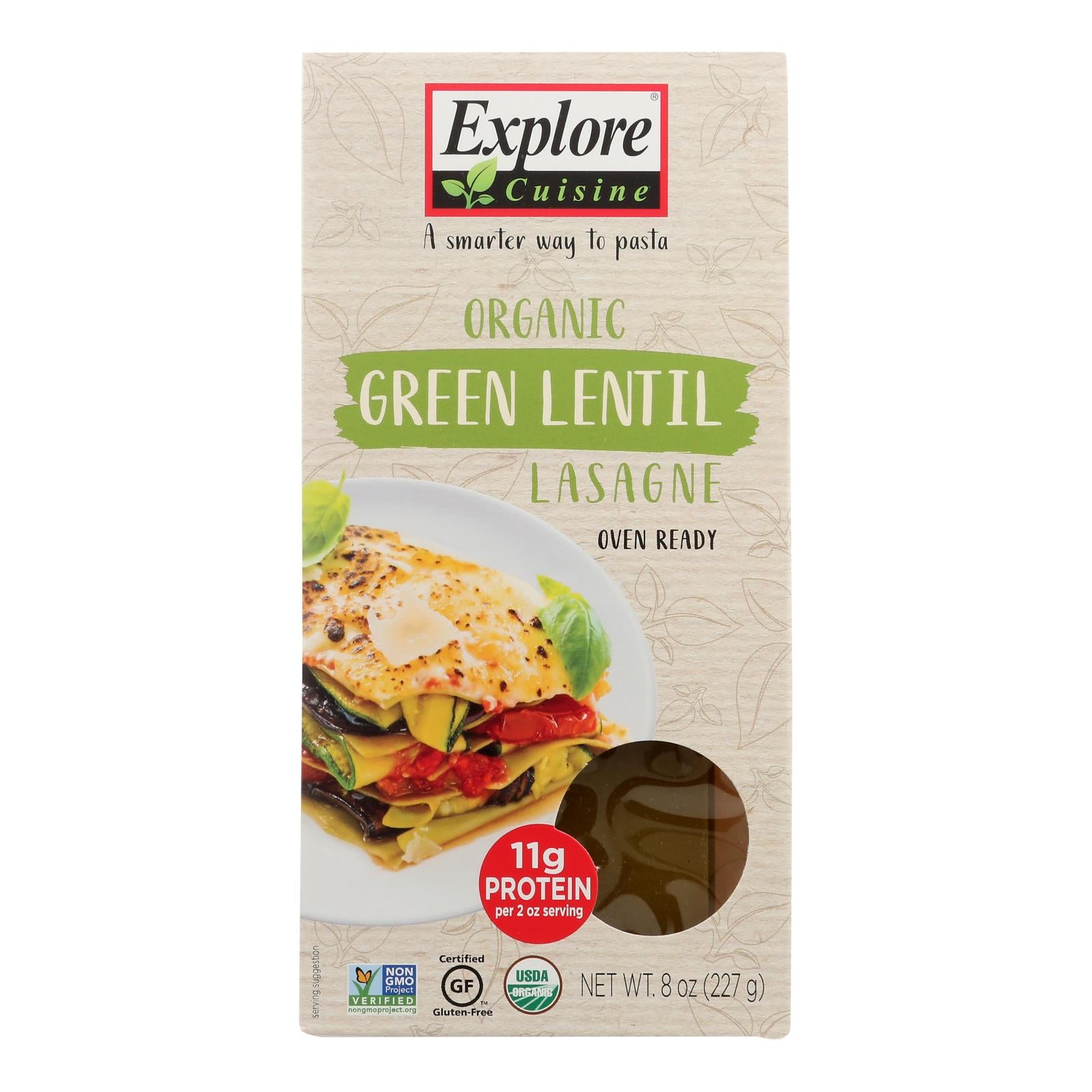 Explore Cuisine, Explore Cuisine Organic Green Lentil Lasagna - Lasagna - Case of 12 - 8 oz. (Pack of 12)