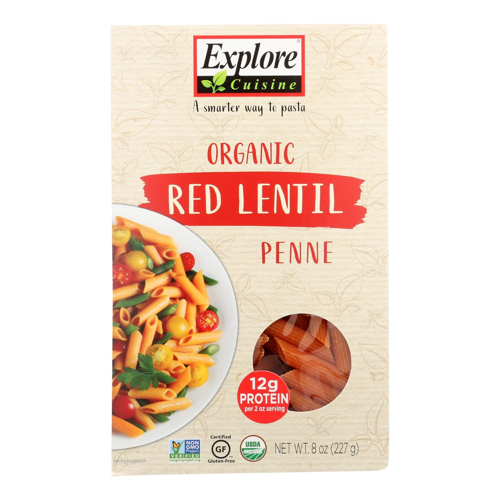 Explore Cuisine, Explore Cuisine Organic Red Lentil Penne - Penne - Case of 6 - 8 oz. (Pack of 6)