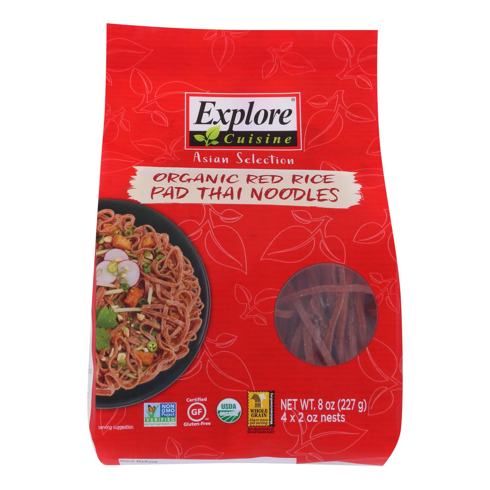 Explore Cuisine, Explore Cuisine Organic Red Rice Pad Thai Noodles - Case of 6 - 8 OZ (Pack of 6)