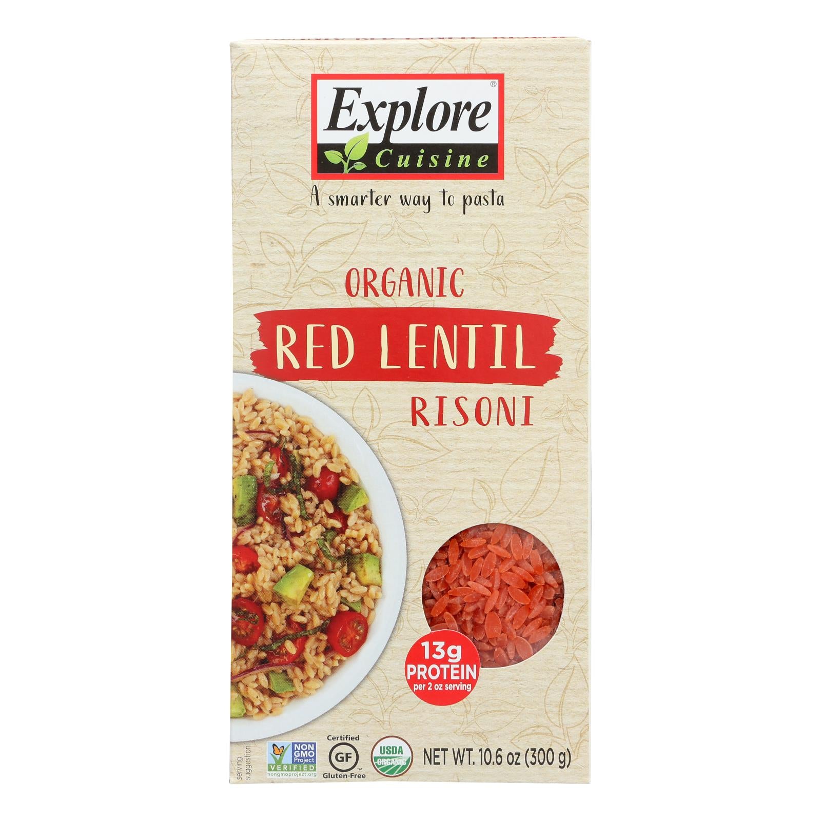 Explore Cuisine, Explore Cuisine - Risoni Red Lentil - Case of 12 - 10.6 OZ (Pack of 12)