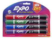 Sanford Corp, Expo 1944655 Chisel Tip Dry Erase 2-In-1 Markers Assortment 4 Count