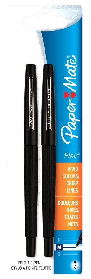 Expo, Expo 8432452PP Black Medium Tip Flair Tip Guard Felt Porous Pens 2 Count