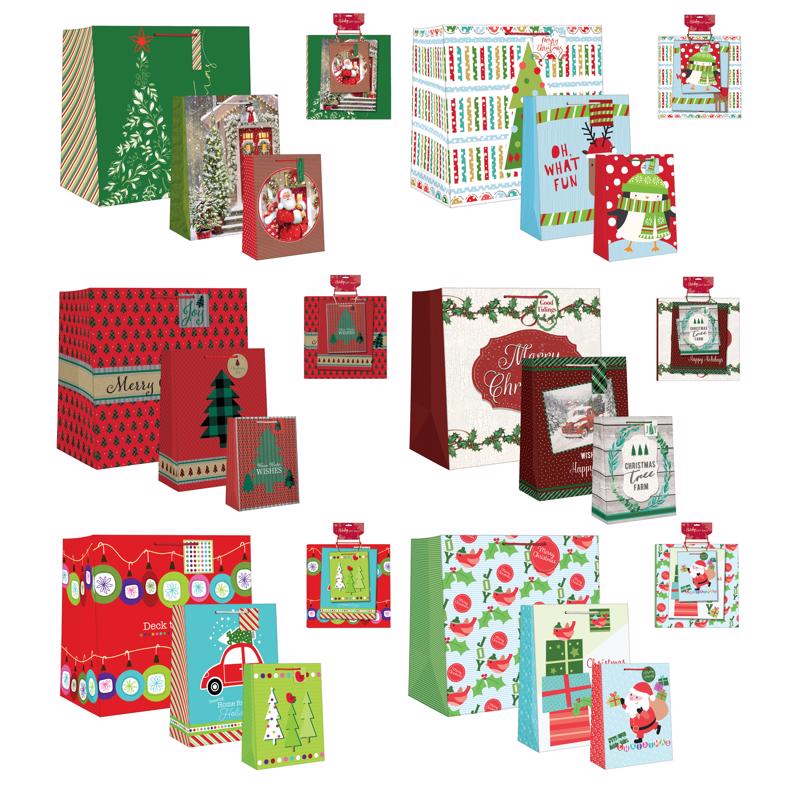 EXPRESSIVE DESIGN GROUP INC, Expressive Design Group Multi-Color Christmas Gift Bag (Pack of 24)