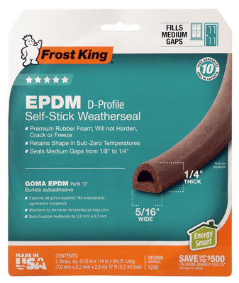 THERMWELL PRODUCTS CO INC, Frost King Brown EPDM Rubber Foam Weather Seal For Doors and Windows 17 ft. L X 0.25 in.