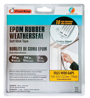 THERMWELL PRODUCTS CO INC, Frost King Gray EPDM Rubber Foam Weather Seal For Doors and Windows 10 ft. L X 0.32 in.