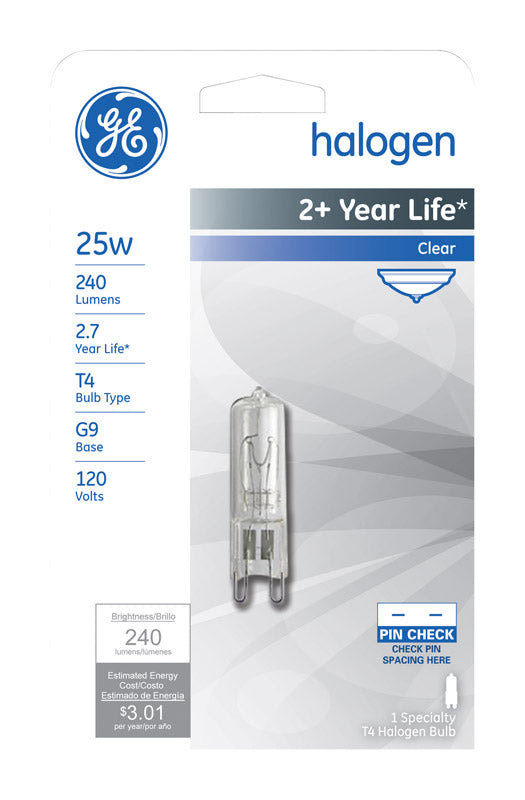 GE, GE Edison 25 watts T4 Specialty Halogen Bulb 240 lumens Daylight 1 pk (Pack of 5)