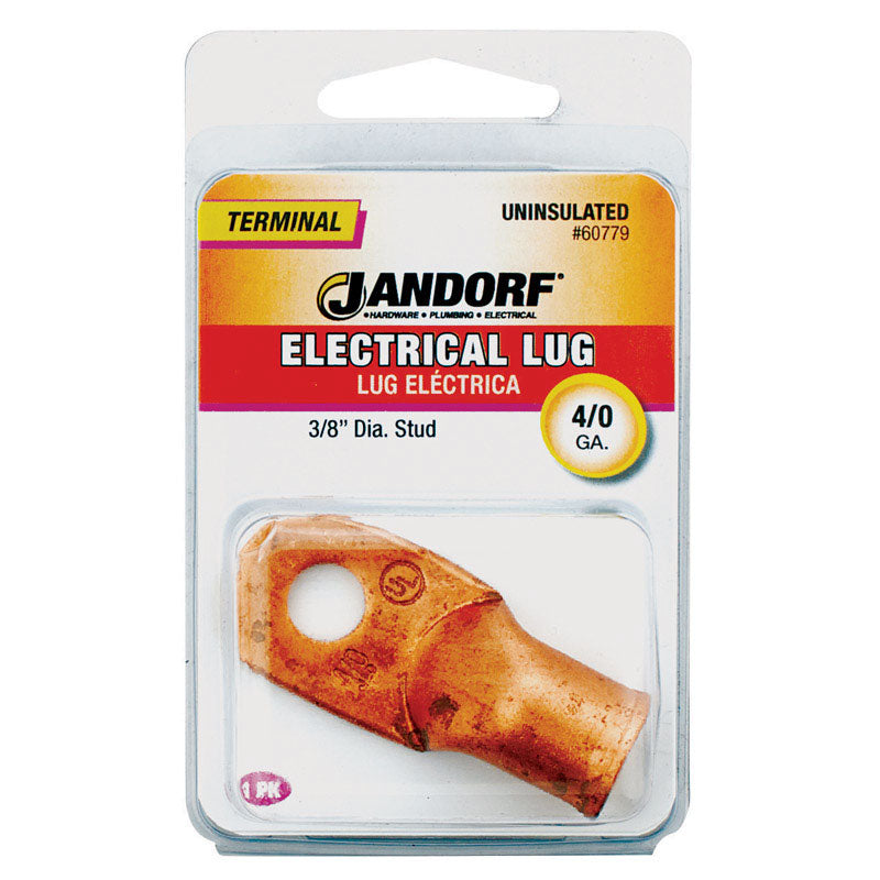 JANDORF SPECIALTY HARDWARE, Jandorf 4/0 Ga. Uninsulated Wire Electrical Lug Copper 1 pk