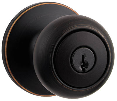 Kwikset, Kwikset  Cove  Venetian Bronze  Entry Knobs  ANSI/BHMA Grade 3  1-3/4 in.