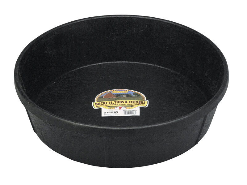 MILLER MANUFACTURING CO, Little Giant Black Rubber Feeder Pan for Livestock 384 oz.