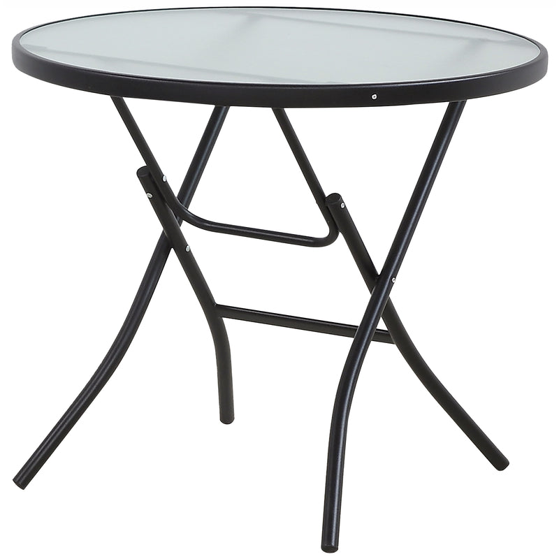 ACE TRADING - HC AT, Living Accents Round Black Glass Folding Table