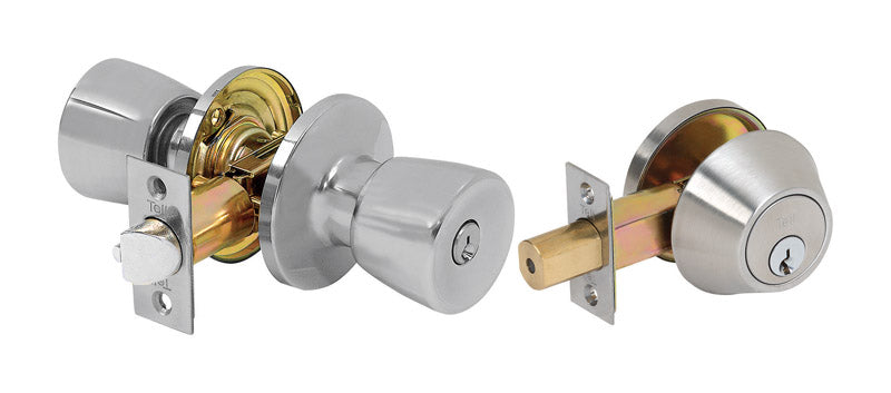 SPECTRUM BRANDS INC, Tell Alton Combo Satin Nickel Entry Knob and Single Cylinder Deadbolt 1-3/4 in.