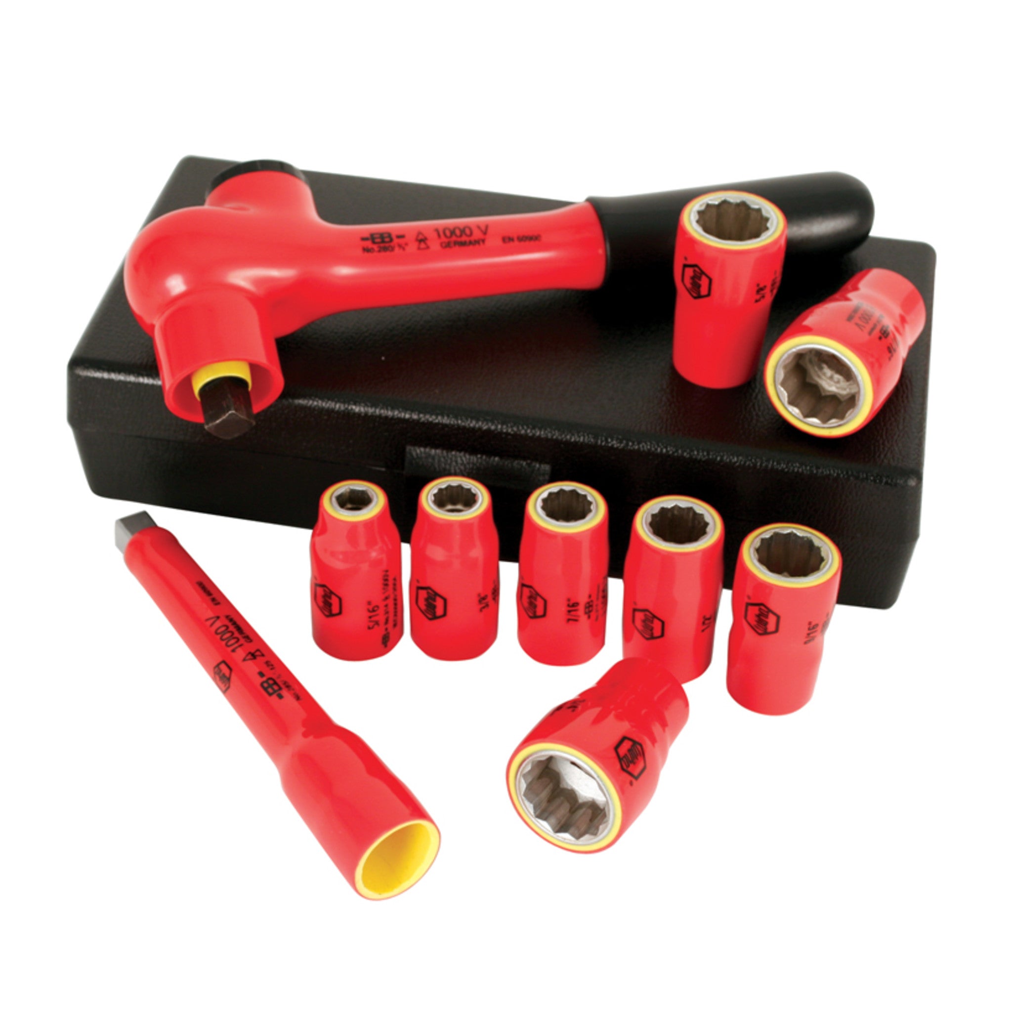 Wiha, 10 Piece Insulated Socket and Ratchet Set 3/8" Drive - SAE