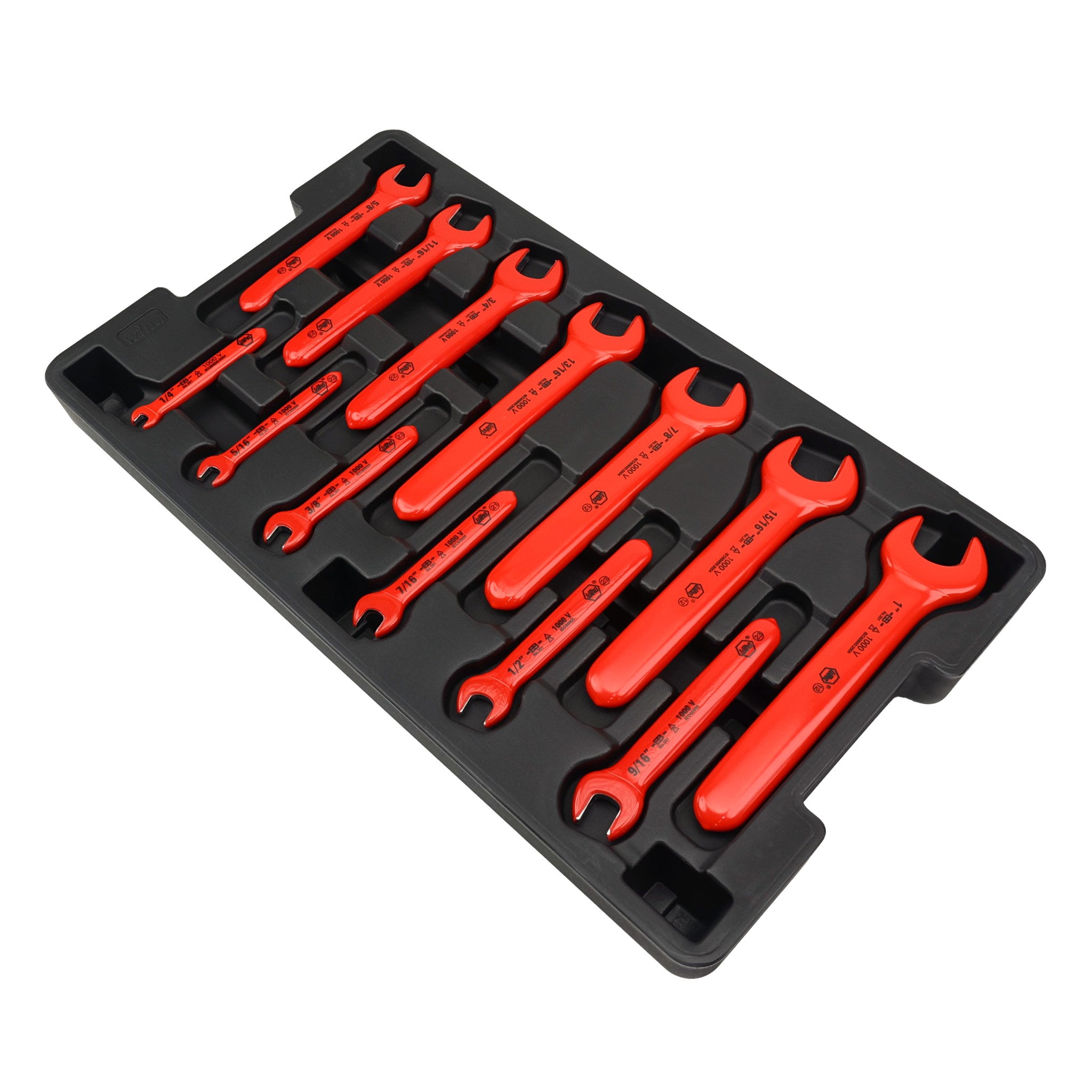 Wiha, 13 Piece Insulated Open End Wrench Tray Set - Metric