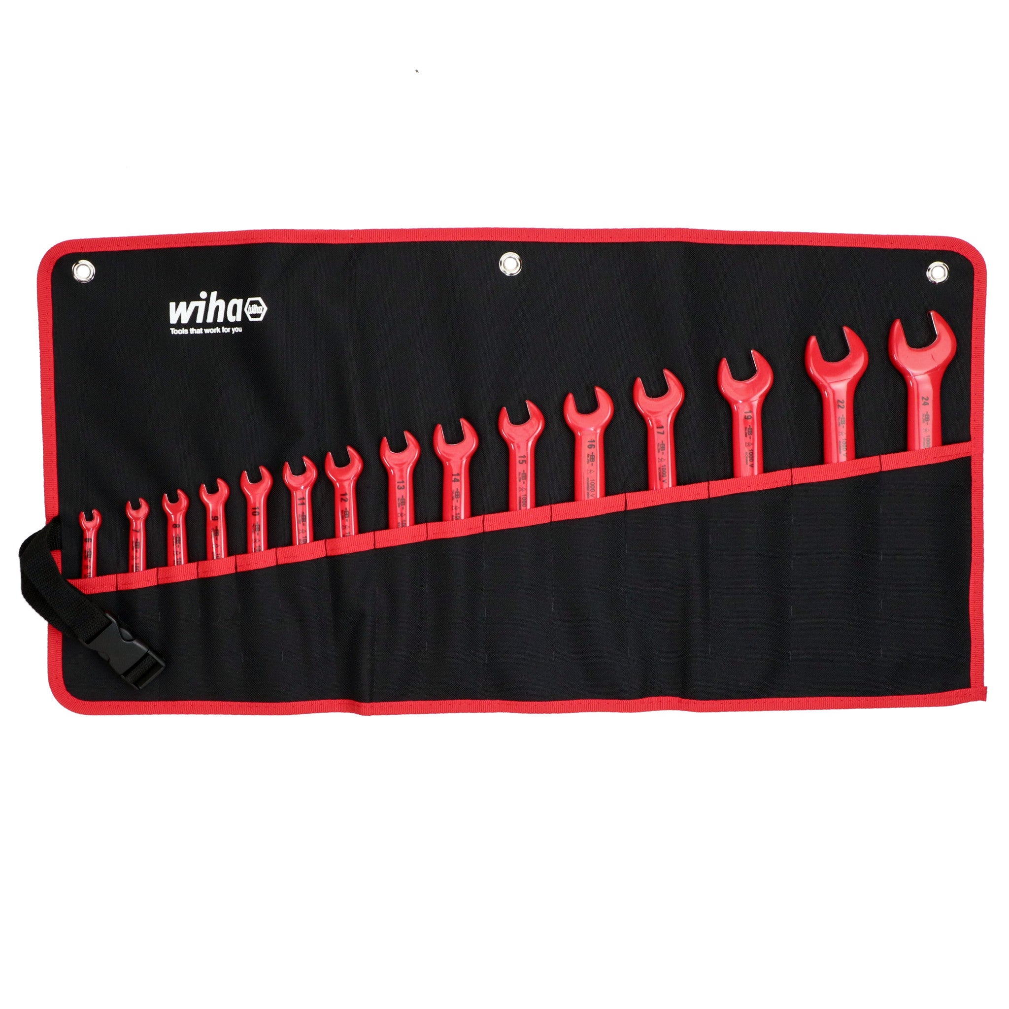 Wiha, 15 Piece Insulated Open End Wrench Set - Metric