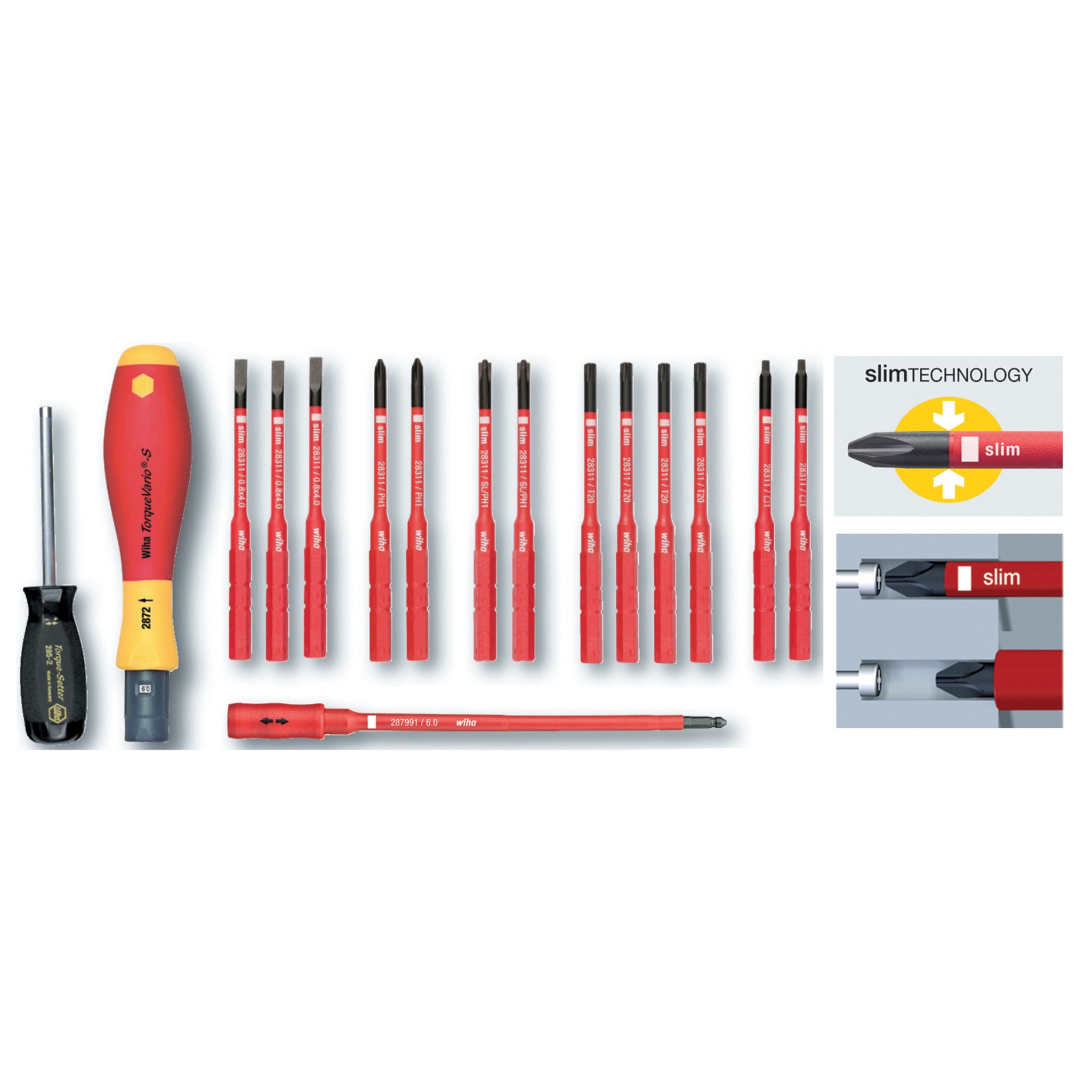 Wiha, 16 Piece Insulated TorqueVario-S (18-62 In/lbs) and SlimLine Blade Set