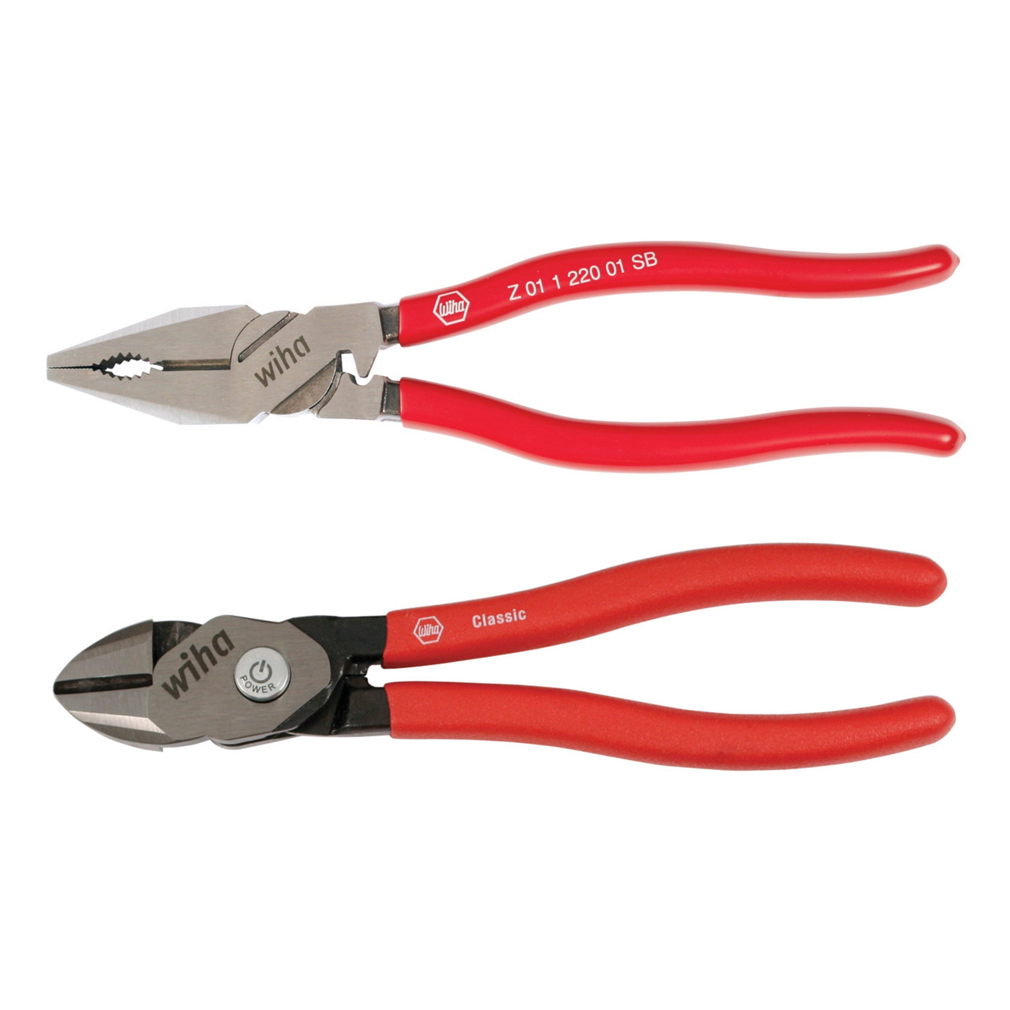 Wiha, 2 Piece Classic Grip Lineman's and BiCut Compound Diagonal Cutters Set