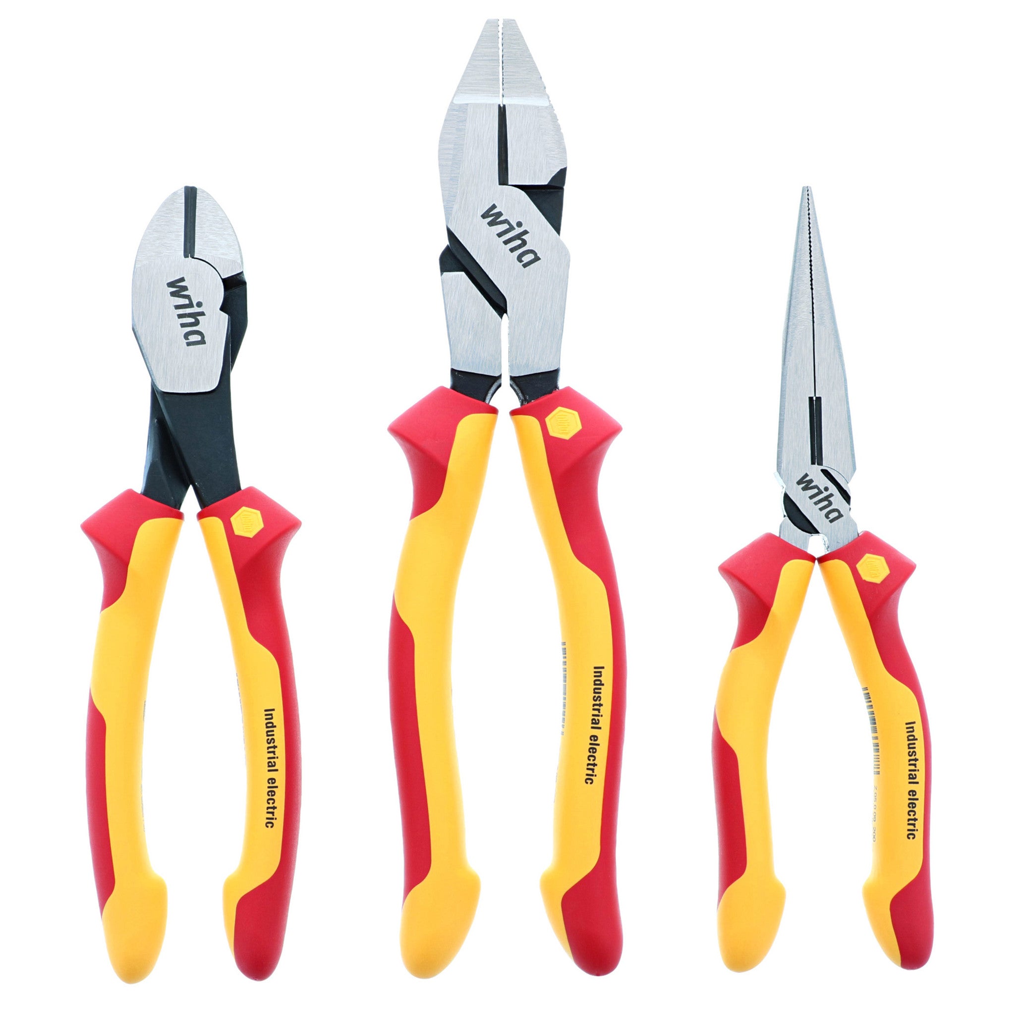 Wiha, 3 Piece Insulated Industrial Grip Pliers and Cutters Set