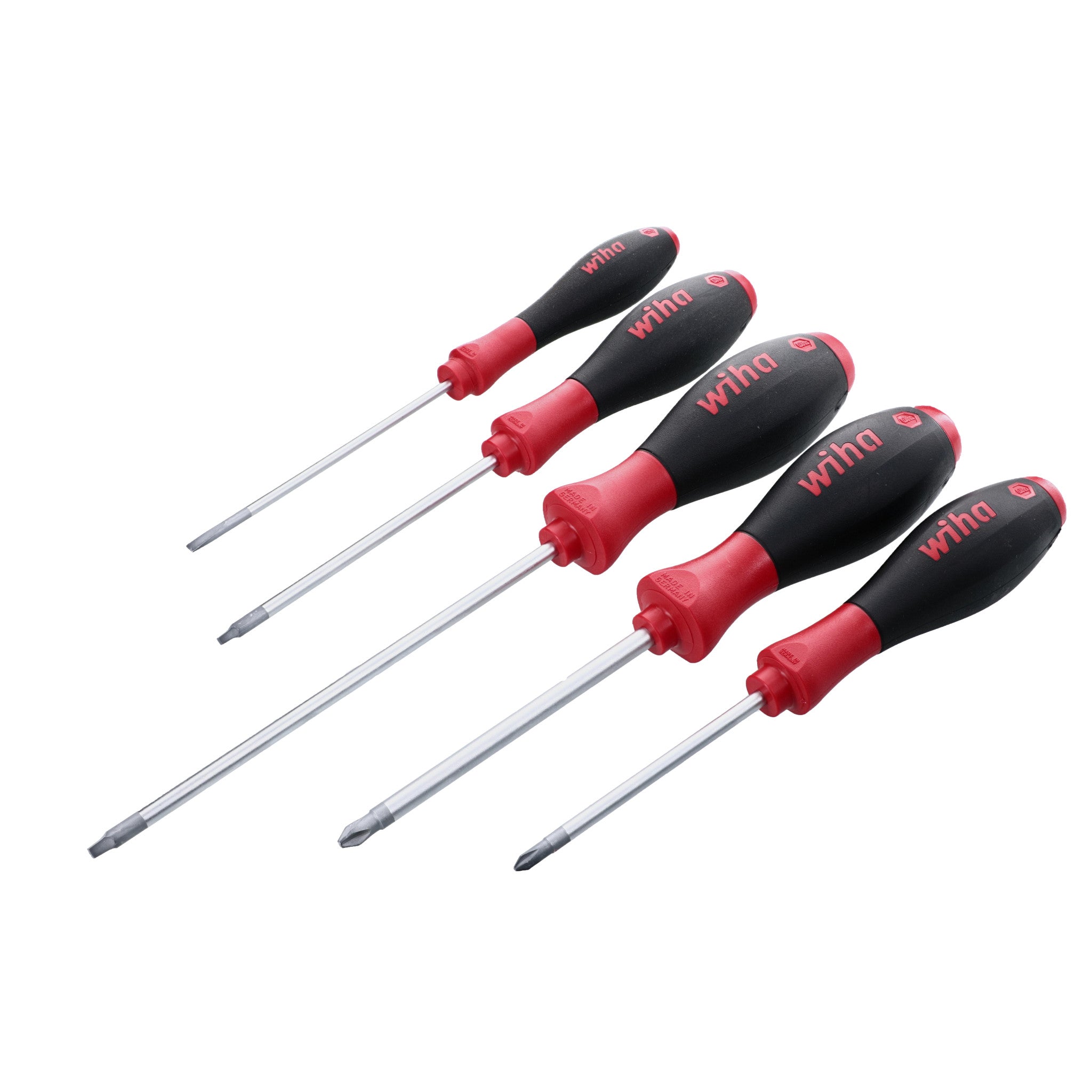 Wiha, 5 Piece SoftFinish Slotted and Phillips and Square Screwdriver Set