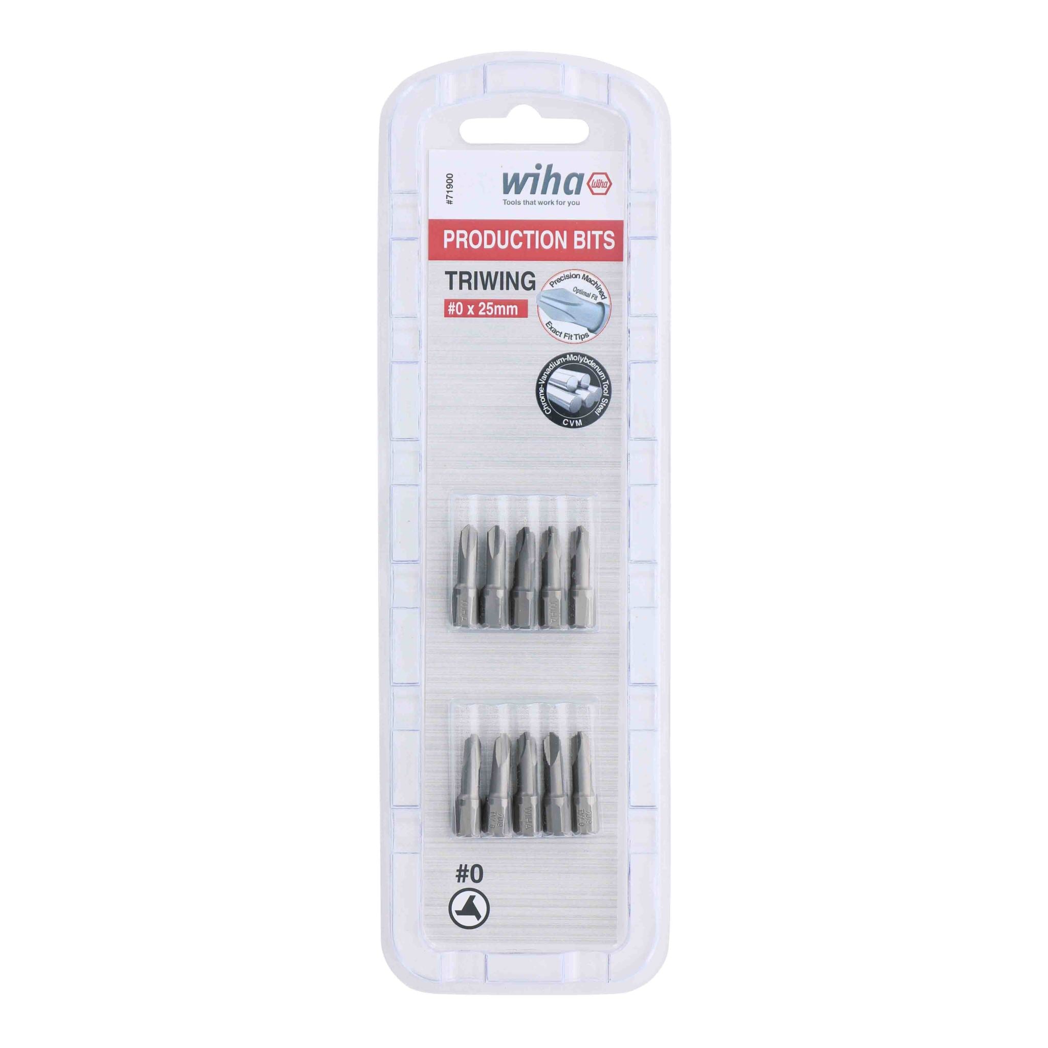 Wiha, Tri-Wing Bit #0 - 25mm - 10 Pack