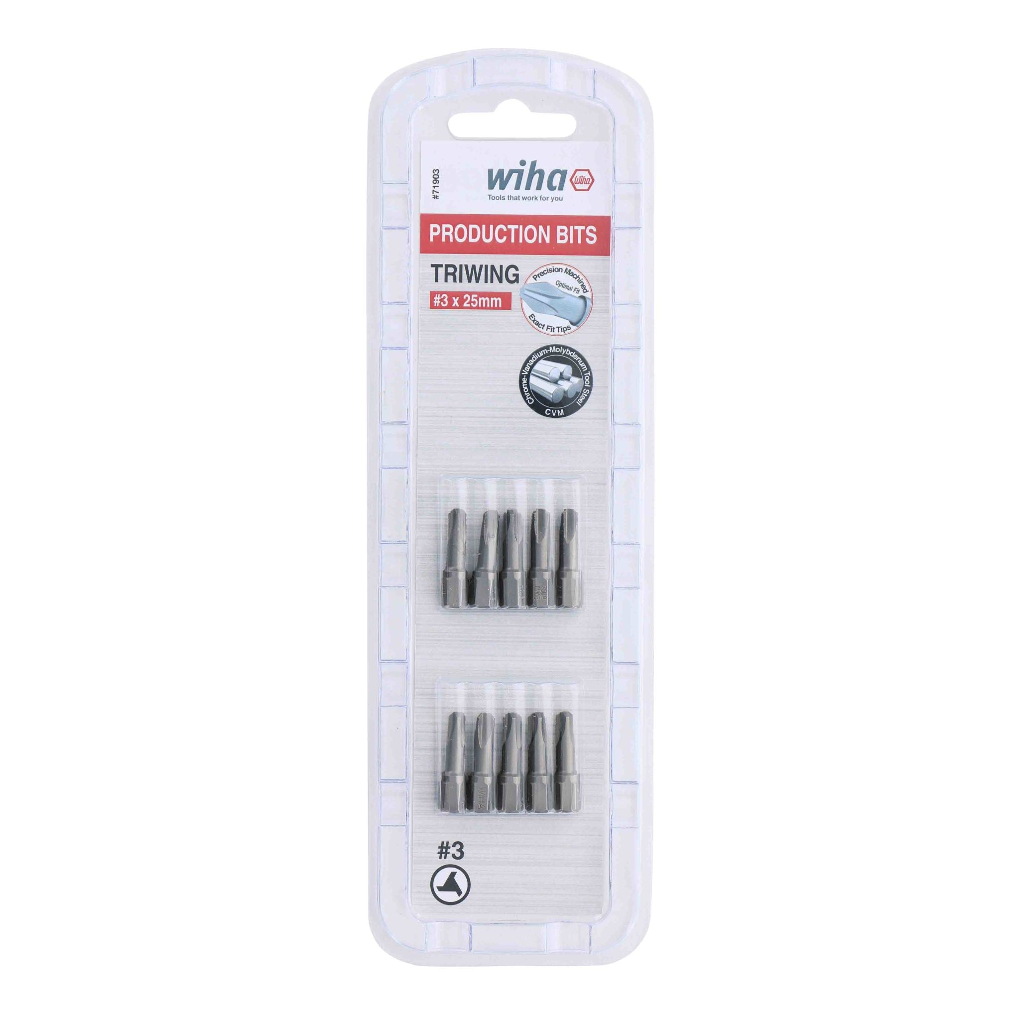 Wiha, Tri-Wing Bit #3 - 25mm - 10 Pack